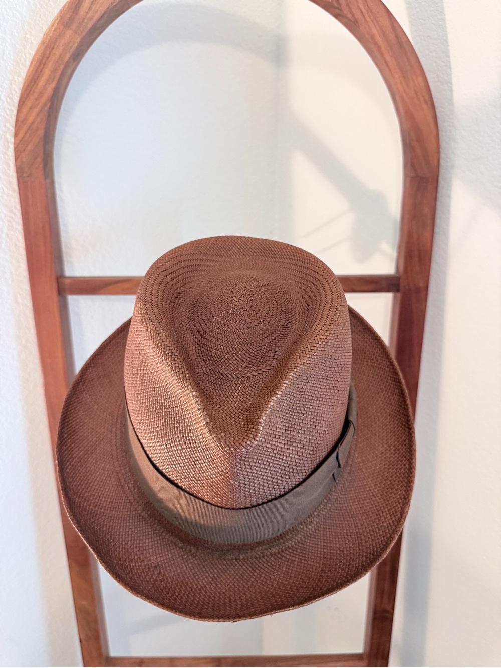 Genuine Panama Hat Brown Toquilla Straw Fedora XL Made in Ecuador Unisex - Picture 4 of 5